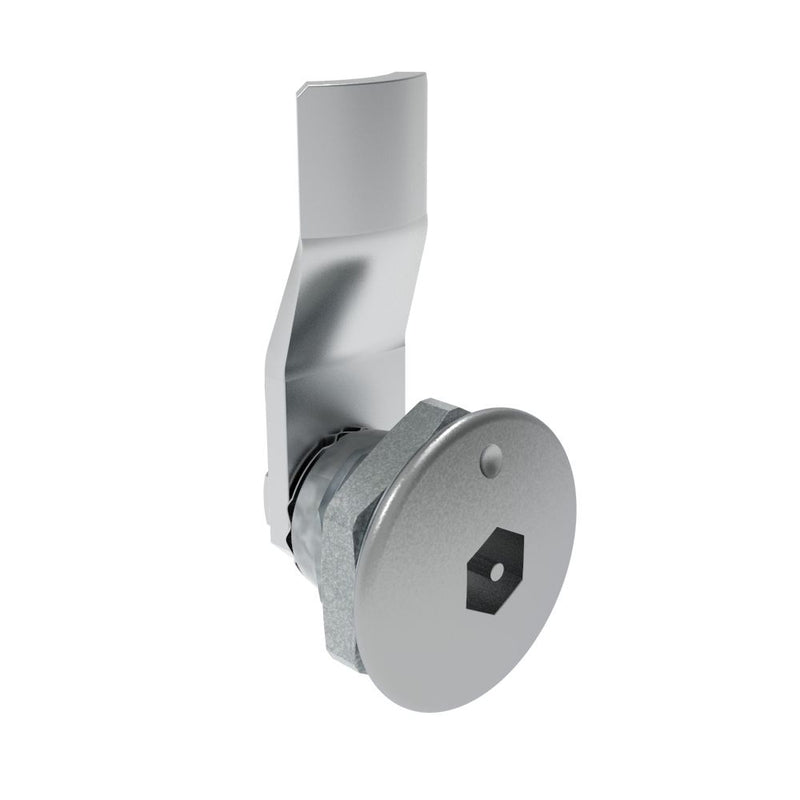 SOUTHCO Quarter-Turn Cam Latch, Bellcore Electronics, 10mm (.39 in) Grip, Not Sealed, Zinc Alloy, Chrome Plated, Bright [E5-1-191-060]