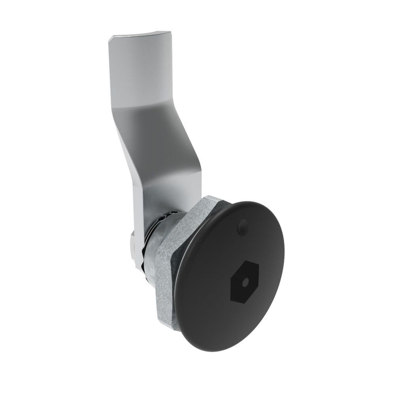 SOUTHCO Quarter-Turn Cam Latch, Bellcore Electronics, 22mm (.87 in) Grip, Sealed, Zinc Alloy, Powder Coat, Black [E5-1-195-121]