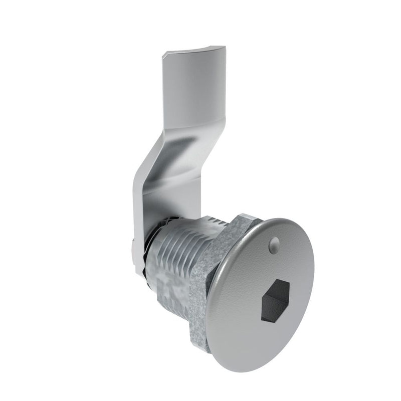 SOUTHCO Quarter-Turn Cam Latch, 8 mm Hex Recess, 14mm (.55 in) Grip, Not Sealed, Zinc Alloy, Chrome Plated, Bright [E5-2-011-040]