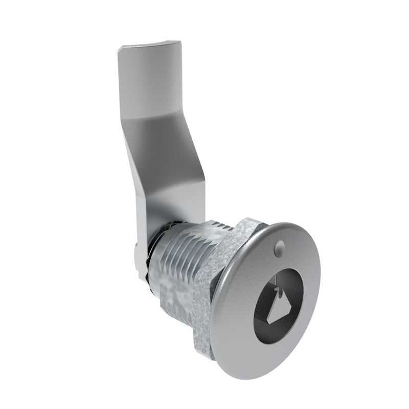 SOUTHCO Quarter-Turn Cam Latch, 7 mm Triangle Recess, 28mm (1.10 in) Grip, Not Sealed, Zinc Alloy, Chrome Plated, Bright [E5-2-021-110]
