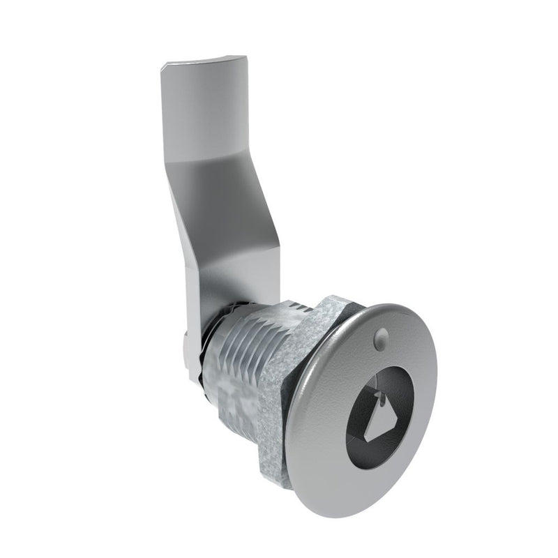 SOUTHCO Quarter-Turn Cam Latch, 7 mm Triangle Recess, 28mm (1.10 in) Grip, Sealed, Zinc Alloy, Chrome Plated, Bright [E5-2-021-111]