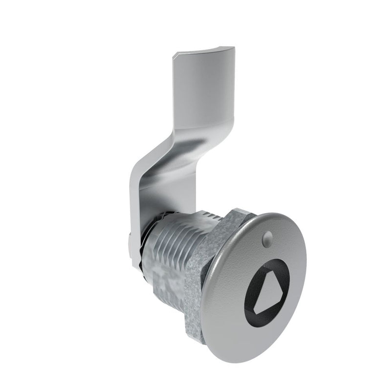 SOUTHCO Quarter-Turn Cam Latch, 8 mm Triangle Recess, 10mm (.39 in) Grip, Not Sealed, Zinc Alloy, Chrome Plated, Bright [E5-2-031-020]