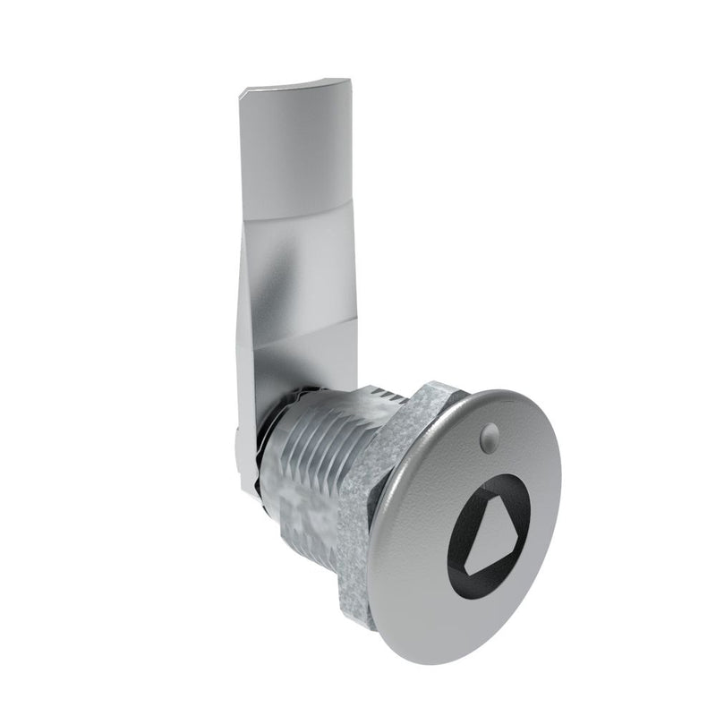 SOUTHCO Quarter-Turn Cam Latch, 8 mm Triangle Recess, 22mm (.87 in) Grip, Not Sealed, Zinc Alloy, Chrome Plated, Bright [E5-2-031-080]