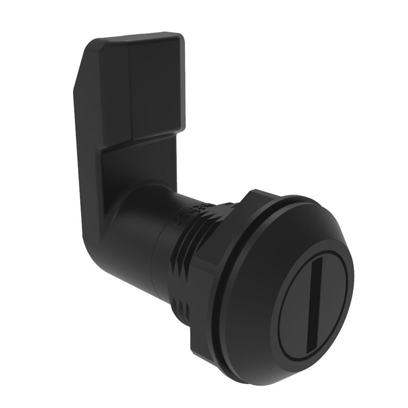 SOUTHCO Quarter-Turn Cam Latch, Slotted Recess, 28mm (1.10 in) Grip, Sealed, Nylon, Black [E5-4-003-281]