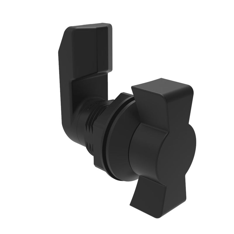 SOUTHCO Quarter-Turn Cam Latch, Wing, 16mm (.63 in) Grip, Sealed, Nylon, Black [E5-4-303-161]
