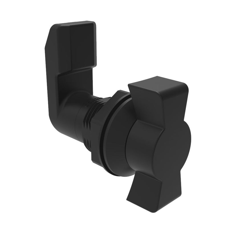 SOUTHCO Quarter-Turn Cam Latch, Wing, 25mm (.98 in) Grip, Sealed, Nylon, Black [E5-4-303-251]