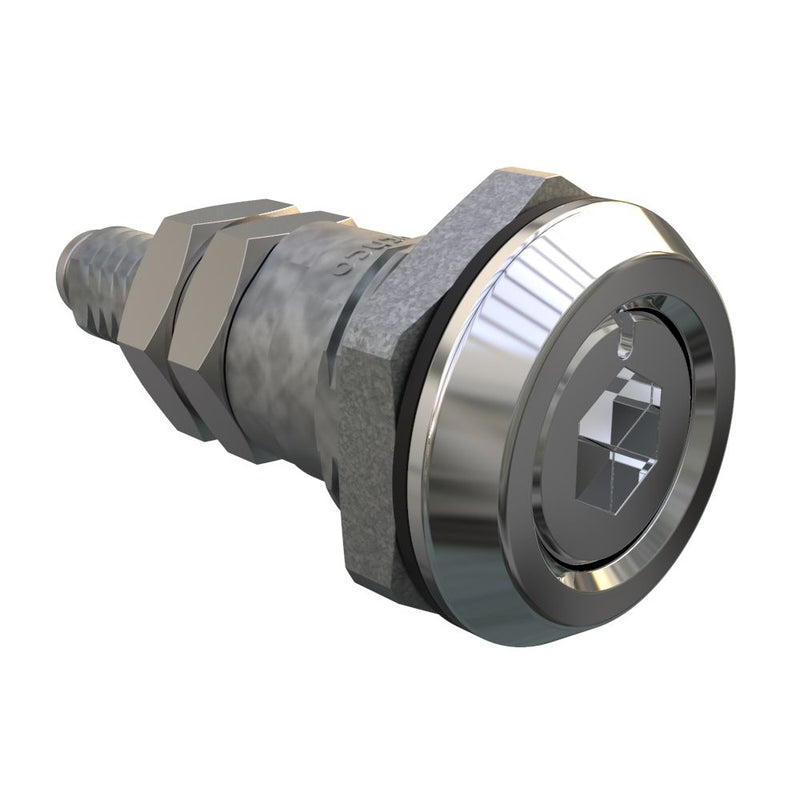 SOUTHCO Quarter-Turn Cam Latch, Adjustable, 8 mm Hex Recess, Zinc Alloy, Chrome Plated, Bright [E5-6-012-01]