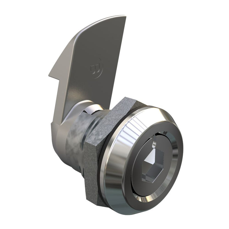 SOUTHCO Quarter-Turn Cam Latch, 8 mm Hex Recess, 23mm (.91 in) Grip, Sealed, Zinc Alloy, Chrome Plated, Bright [E5-6-012-520]