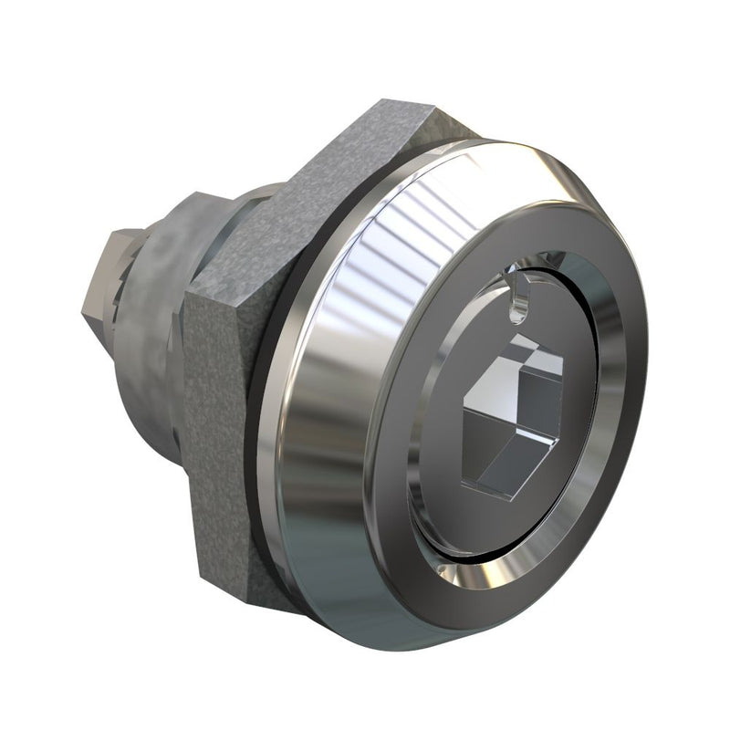 SOUTHCO Quarter-Turn Cam Latch, 8 mm Hex Recess, Without Cam, Sealed, Zinc Alloy, Chrome Plated, Bright [E5-6-012-UU1]