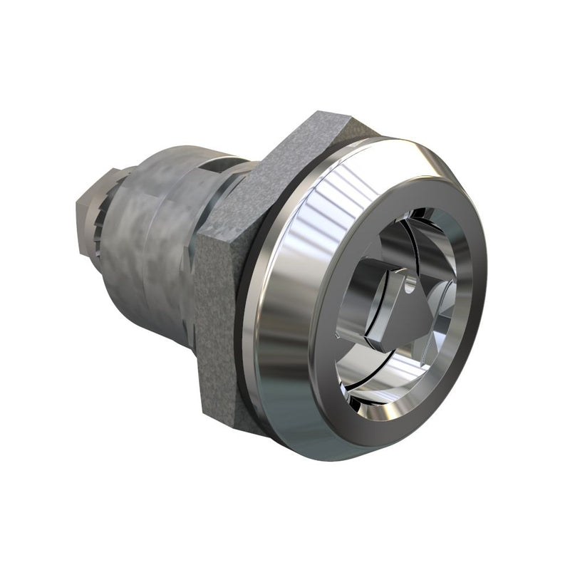 SOUTHCO Quarter-Turn Cam Latch, 7 mm Triangle Recess, Spring-return Actuator, Sealed, Zinc Alloy, Chrome Plated, Bright [E5-6-022-TL0]