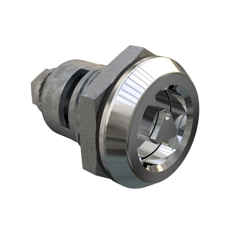 SOUTHCO Quarter-Turn Cam Latch, 7 mm Triangle Recess, Spring-return Actuator, Sealed, Zinc Alloy, Chrome Plated, Bright [E5-6-022-TR0]