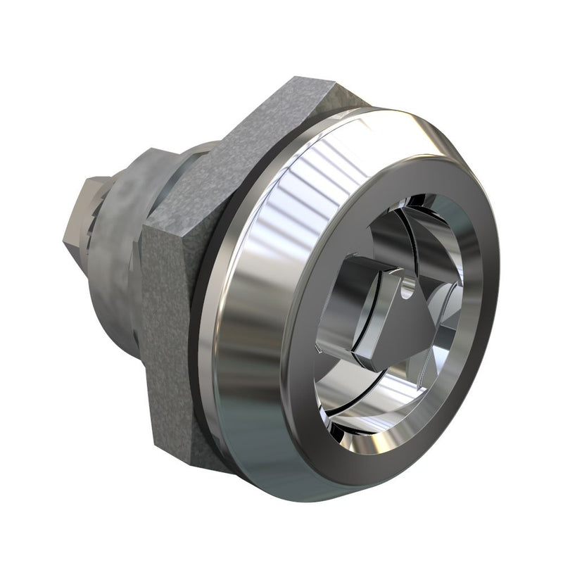 SOUTHCO Quarter-Turn Cam Latch, 7 mm Triangle Recess, Without Cam, Sealed, Zinc Alloy, Chrome Plated, Bright [E5-6-022-UU1]