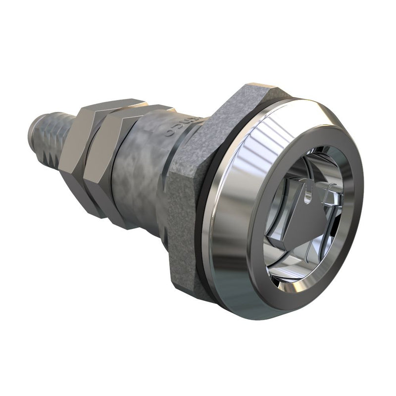 SOUTHCO Quarter-Turn Cam Latch, 8 mm Triangle Recess, Sealed, Zinc Alloy, Chrome Plated, Bright [E5-6-032-01]