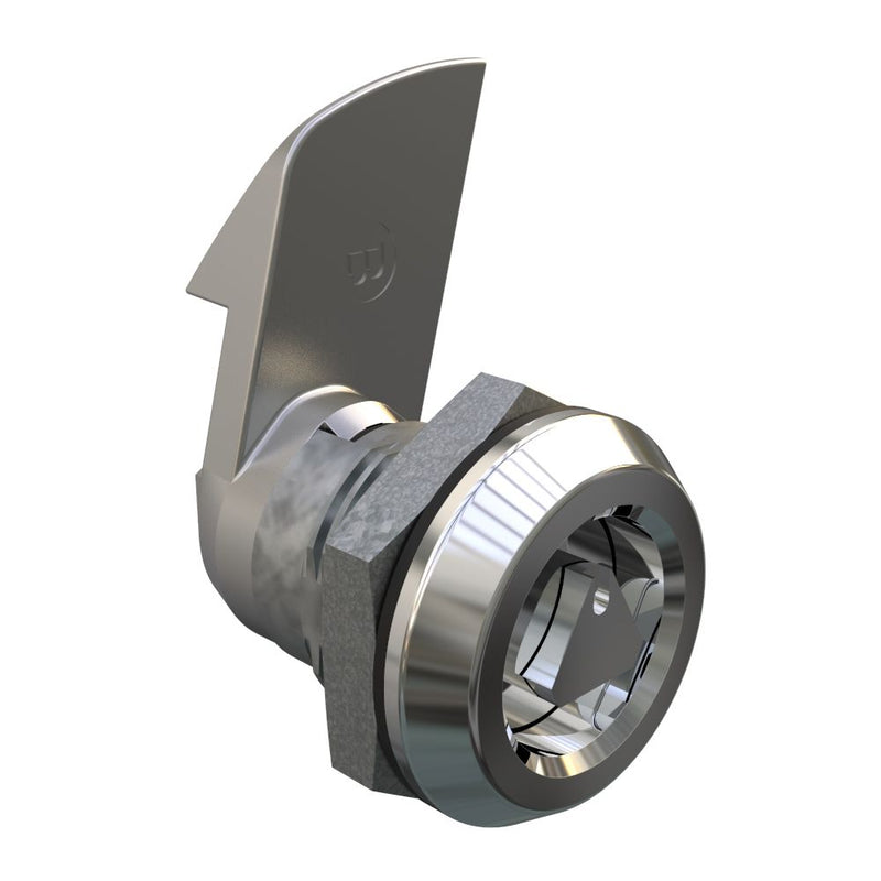 SOUTHCO Quarter-Turn Cam Latch, 8 mm Triangle Recess, 23mm (.91 in) Grip, Sealed, Zinc Alloy, Chrome Plated, Bright [E5-6-032-520]