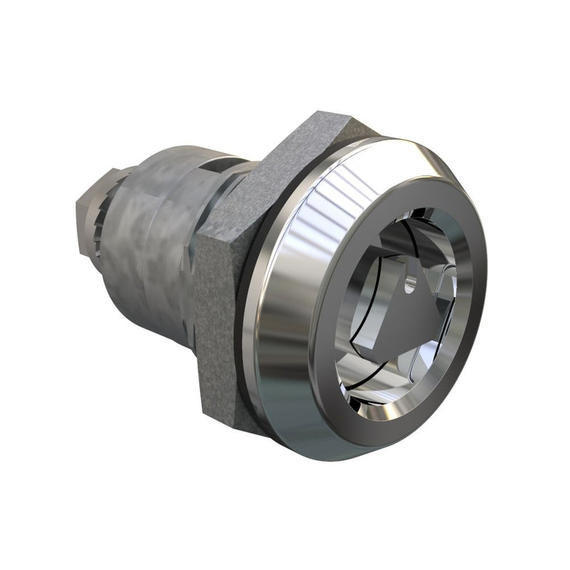 SOUTHCO Quarter-Turn Cam Latch, 8 mm Triangle Recess, Spring-return Actuator, Sealed, Zinc Alloy, Chrome Plated, Bright [E5-6-032-TL0]