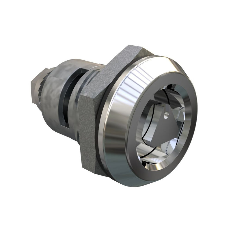 SOUTHCO Quarter-Turn Cam Latch, 8 mm Triangle Recess, Spring-return Actuator, Sealed, Zinc Alloy, Chrome Plated, Bright [E5-6-032-TR0]