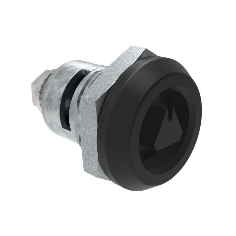 SOUTHCO Quarter-Turn Cam Latch, 8 mm Triangle Recess, Spring-return Actuator Grip, Sealed, Zinc Alloy, Powder Coat, Black [E5-6-035-TR0]