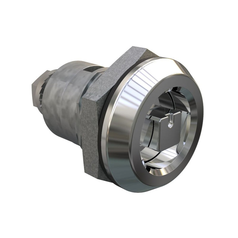 SOUTHCO Quarter-Turn Cam Latch, 7 mm Square Recess, Spring-return Actuator, Sealed, Zinc Alloy, Chrome Plated, Bright [E5-6-042-TL0]