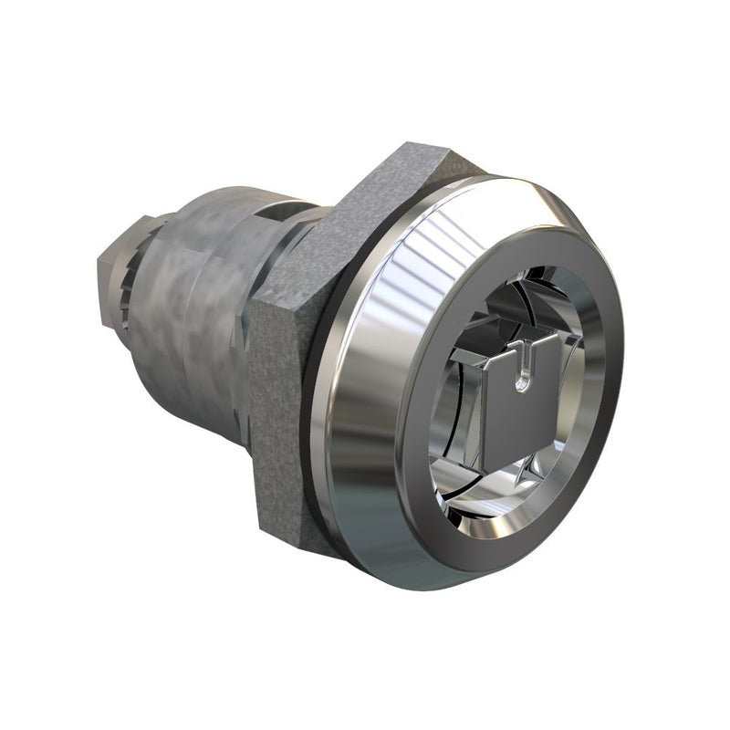 SOUTHCO Quarter-Turn Cam Latch, 8 mm Square, Spring-return Actuator, Sealed, Zinc Alloy, Chrome Plated, Bright [E5-6-052-TL0]