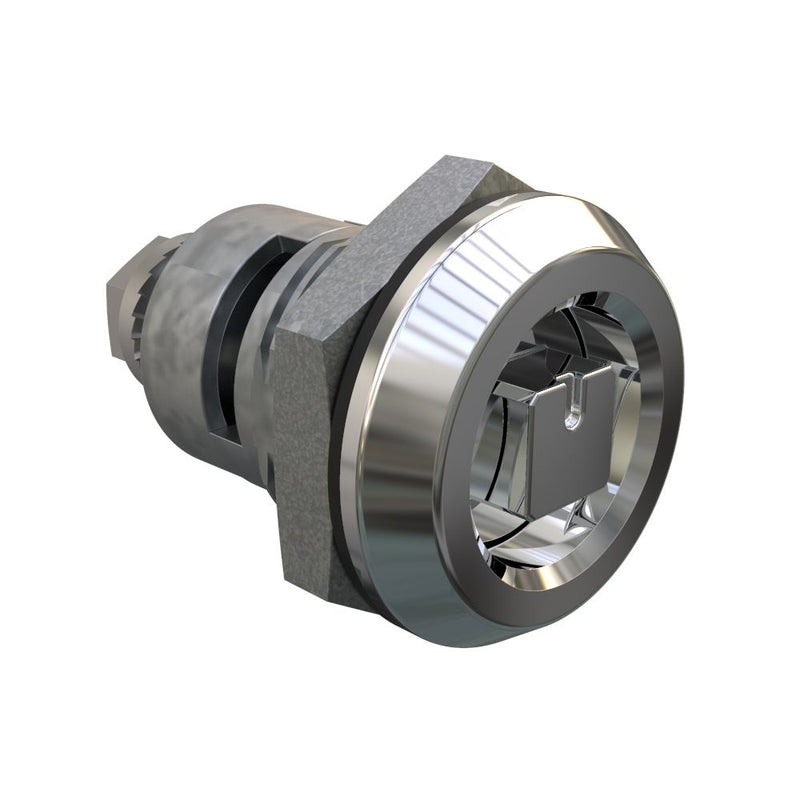 SOUTHCO Quarter-Turn Cam Latch, 8 mm Square, Spring-return Actuator, Sealed, Zinc Alloy, Chrome Plated, Bright [E5-6-052-TR0]
