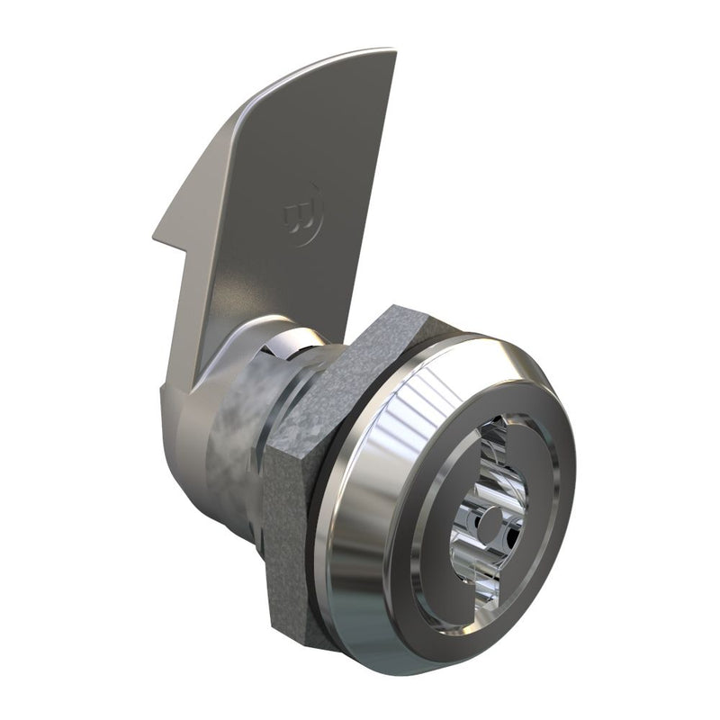 SOUTHCO Quarter-Turn Cam Latch, 3 mm Double Bitted Recess, 23mm (.91 in) Grip, Sealed, Zinc Alloy, Chrome Plated, Bright [E5-6-062-520]