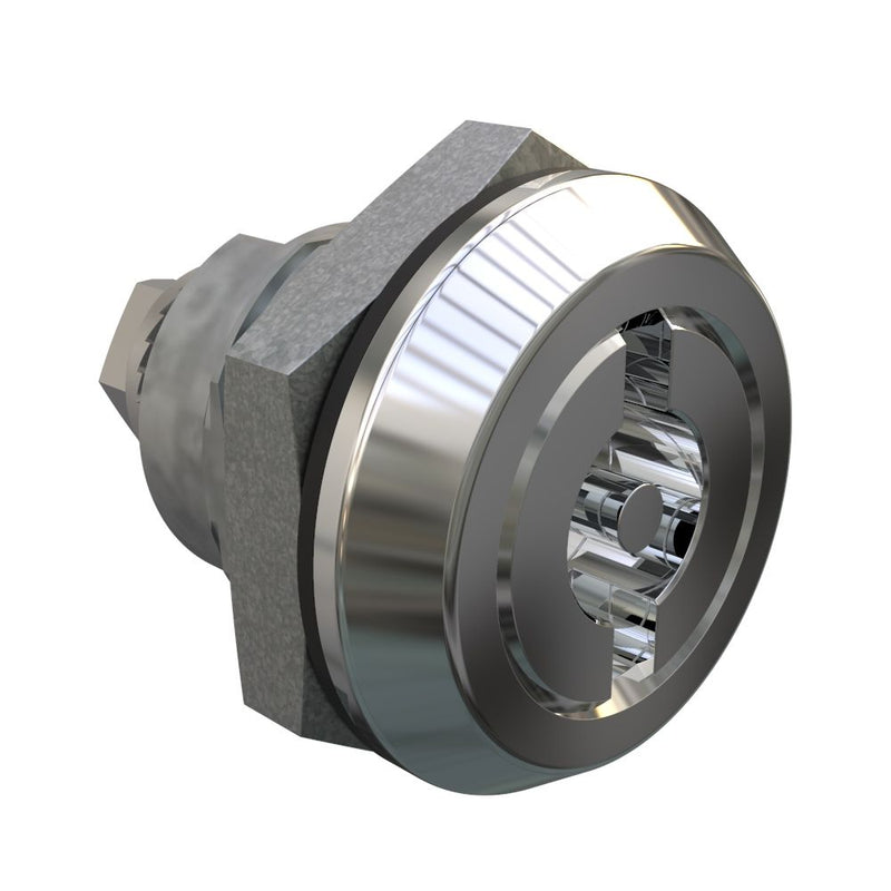 SOUTHCO Quarter-Turn Cam Latch, 3 mm Double Bitted Recess, Without Cam, Sealed, Zinc Alloy, Chrome Plated, Bright [E5-6-062-UU1]