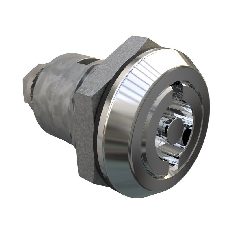 SOUTHCO Quarter-Turn Cam Latch, 5 mm Double Bitted Recess, Spring-return Actuator, Sealed, Zinc Alloy, Chrome Plated, Bright [E5-6-072-TL0]