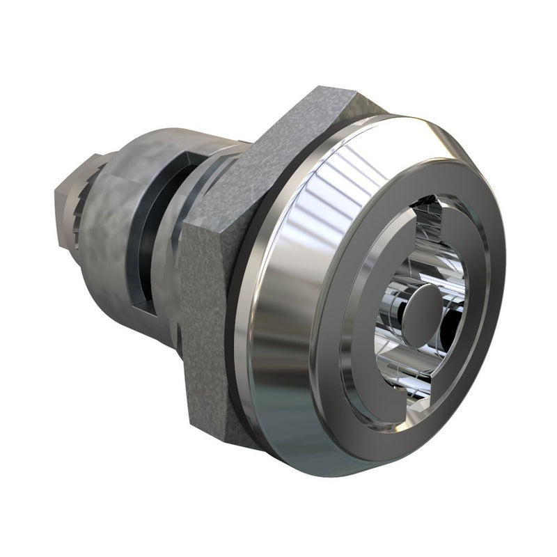 SOUTHCO Quarter-Turn Cam Latch, 5 mm Double Bitted Recess, Spring-return Actuator, Sealed, Zinc Alloy, Chrome Plated, Bright [E5-6-072-TR0]