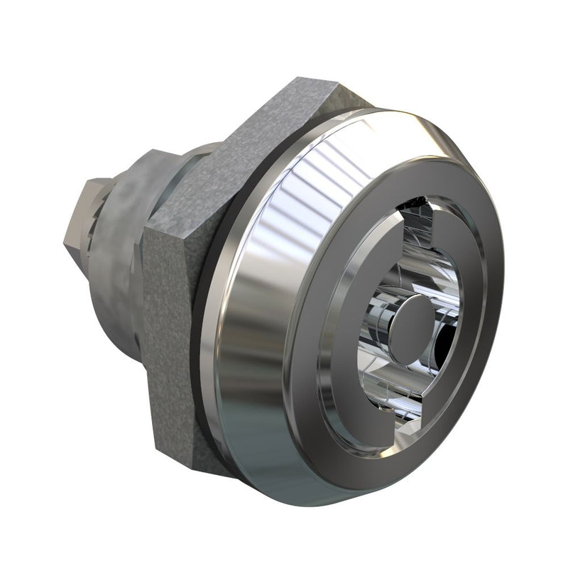 SOUTHCO Quarter-Turn Cam Latch, 5 mm Double Bitted Recess, Without Cam, Sealed, Zinc Alloy, Chrome Plated, Bright [E5-6-072-UU1]