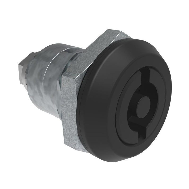 SOUTHCO Quarter-Turn Cam Latch, 5 mm Double Bitted Recess, Spring-return Actuator, Sealed, Zinc Alloy, Powder Coat, Black [E5-6-075-TL0]