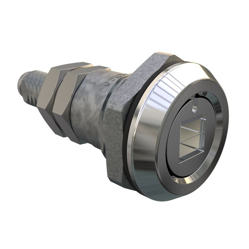 SOUTHCO Quarter-Turn Cam Latch, 8 mm Square Recess, Sealed, Zinc Alloy, Chrome Plated, Bright [E5-6-082-01]