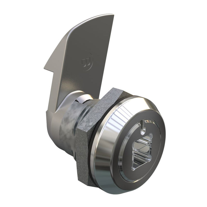 SOUTHCO Quarter-Turn Cam Latch, 8 mm Square Recess, 23mm (.91 in) Grip, Sealed, Zinc Alloy, Chrome Plated, Bright [E5-6-082-520]