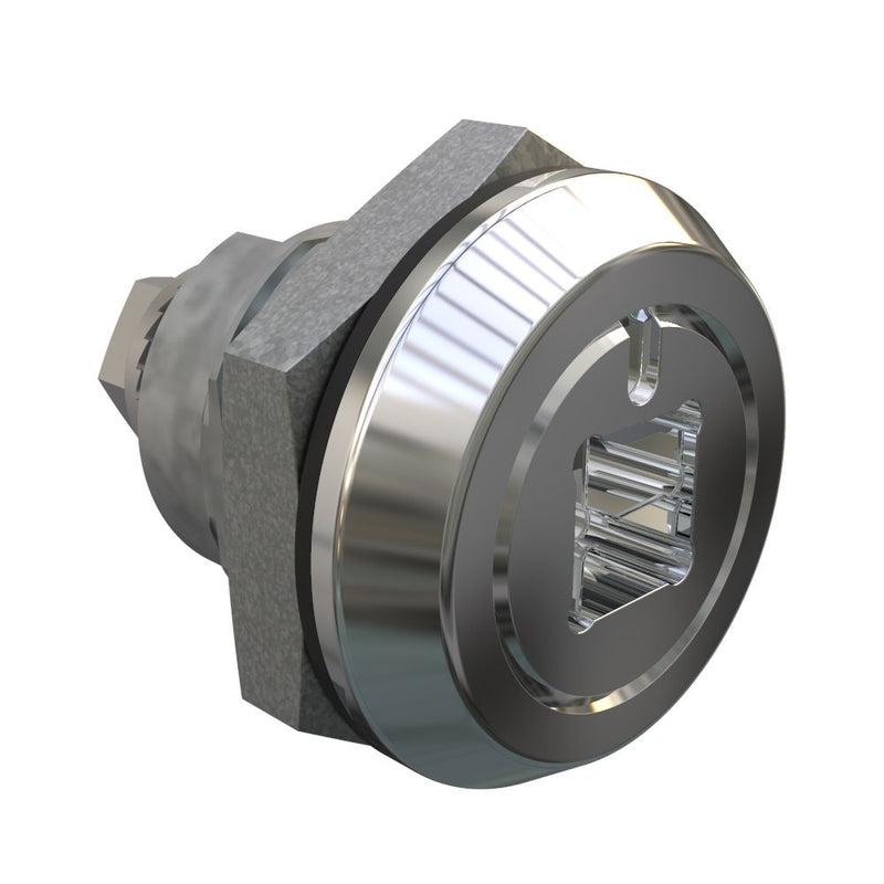 SOUTHCO Quarter-Turn Cam Latch, 8 mm Square recess, Without Cam, Sealed, Zinc Alloy, Chrome Plated, Bright [E5-6-082-UU1]