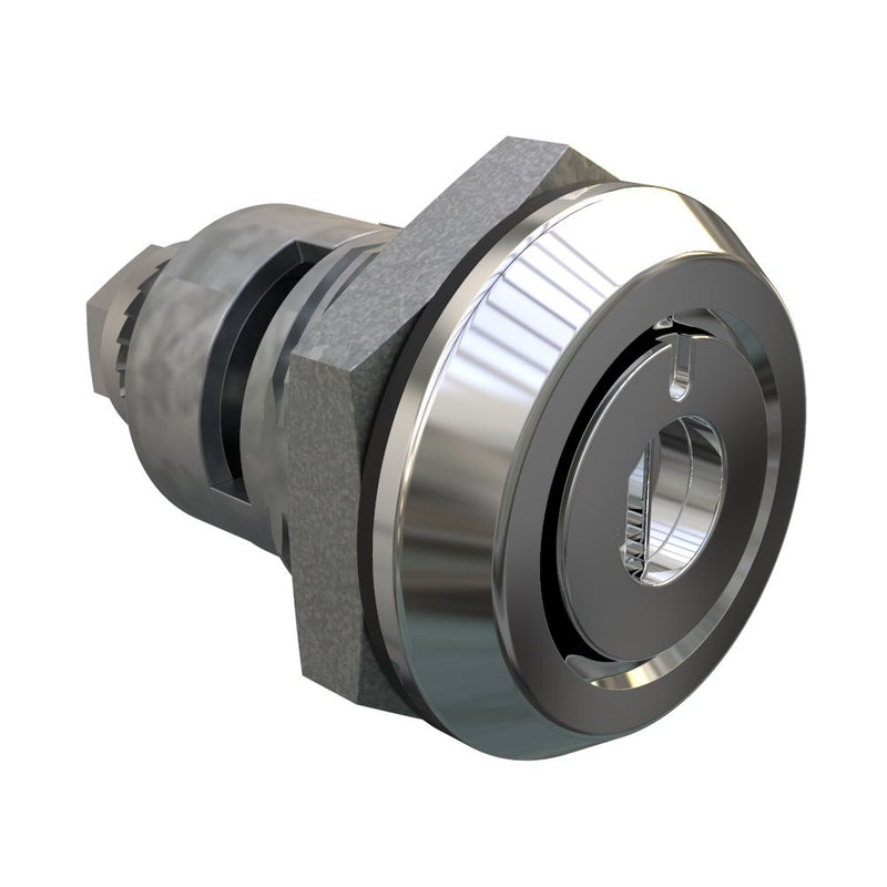 SOUTHCO Quarter-Turn Cam Latch, Recessed Slot (Tamper Resistant), Spring-return Actuator, Sealed, Zinc Alloy, Chrome Plated, Bright [E5-6-212-TR0]