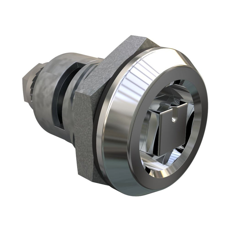 SOUTHCO Quarter-Turn Cam Latch, Railway Standard, Spring-return Actuator, Sealed, Zinc Alloy, Chrome Plated, Bright [E5-6-222-TR0]
