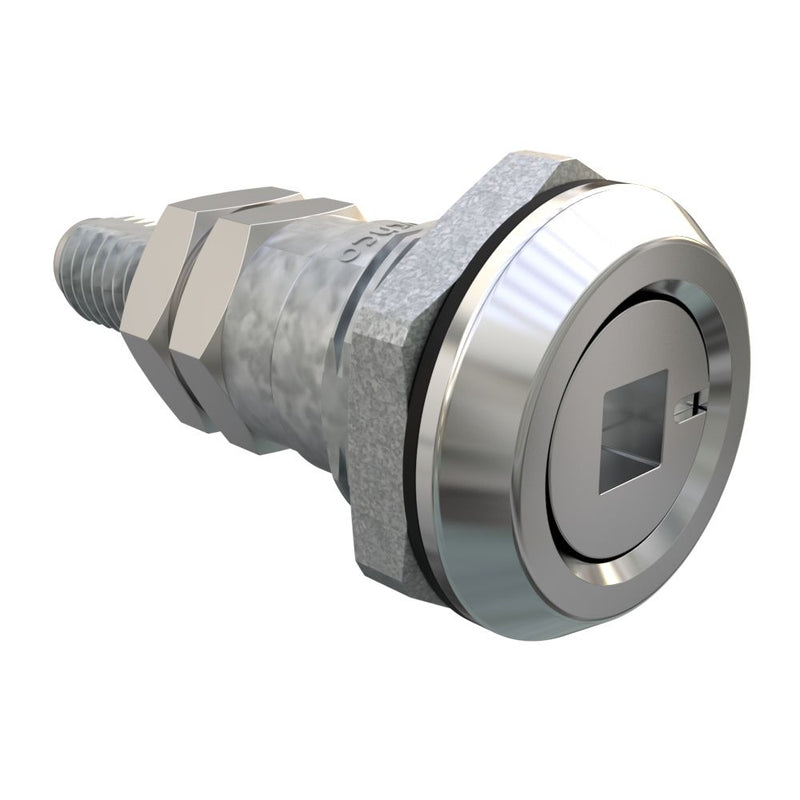 SOUTHCO Quarter-Turn Cam Latch, 6mm Square Recess, Sealed, Zinc Alloy, Chrome Plated, Bright [E5-6-242-01]
