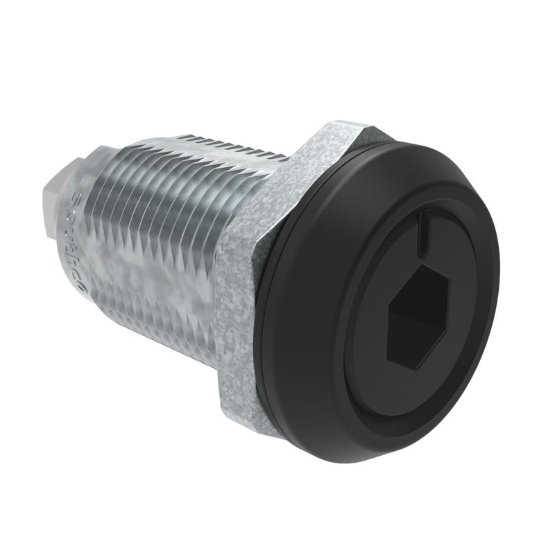 SOUTHCO Quarter-Turn Cam Latch, 8mm Hex Recess, Without Cam, Sealed, Zinc Alloy, Powder Coat, Black [E5-6A-015-UU1]