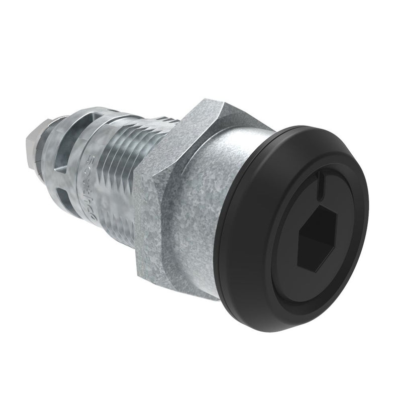 SOUTHCO Quarter-Turn Cam Latch, 8mm Hex Recess, Without Cam, Sealed, Zinc Alloy, Powder Coat, Black [E5-6A-015-UU3]