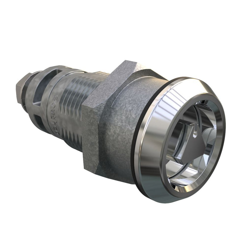SOUTHCO Quarter-Turn Cam Latch, 8mm Triangle, Without Cam, Sealed, Zinc Alloy, Chrome Plated, Bright [E5-6A-032-UU3]