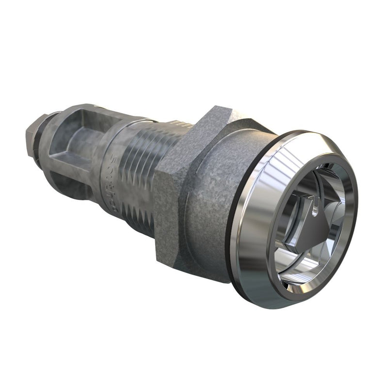 SOUTHCO Quarter-Turn Cam Latch, 8mm Triangle, Without Cam, Sealed, Zinc Alloy, Chrome Plated, Bright [E5-6A-032-UU4]