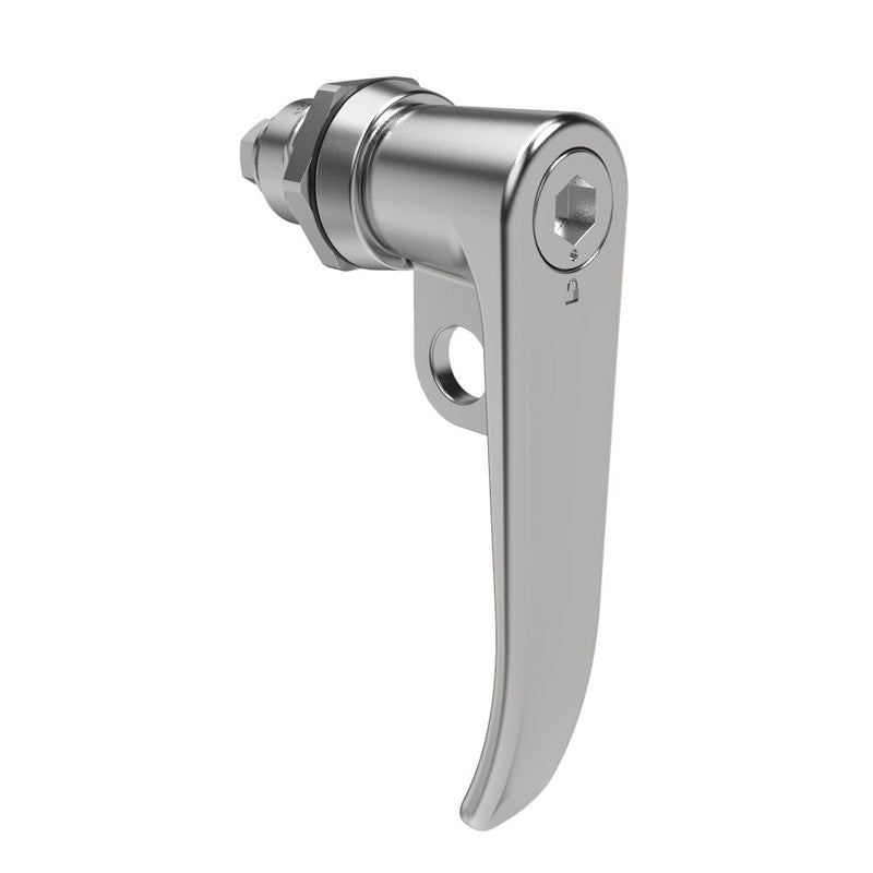 SOUTHCO Quarter-Turn Cam Latch, 8 mm Hex Tool Access, L-Handle, Pad Locking, Sealed, Zinc Alloy, Chrome Plated, Bright [E5-7-1012-UU1]