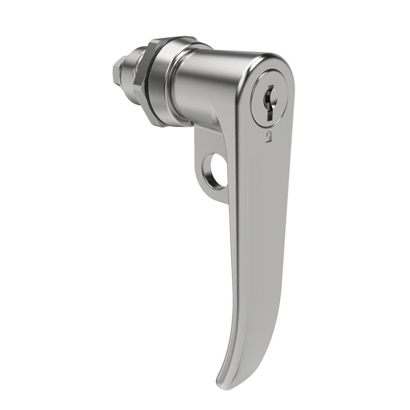 SOUTHCO Quarter-Turn Cam Latch, Key Locking (CH751), L-Handle, Pad Locking, Sealed, Zinc Alloy, Chrome Plated, Bright [E5-7-712-UU1-10]