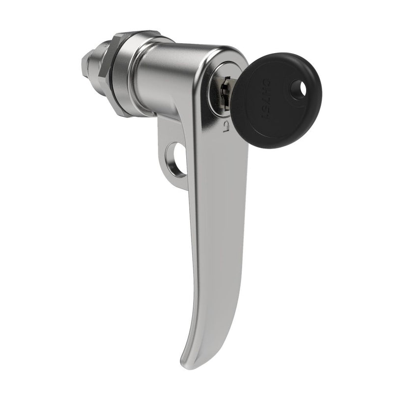 SOUTHCO Quarter-Turn Cam Latch, Key Locking (CH751), L-Handle, Pad Locking, Sealed, Zinc Alloy, Chrome Plated, Bright [E5-7-712-UU1-13]