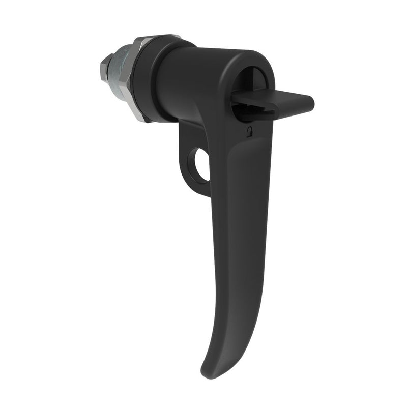 SOUTHCO Quarter-Turn Cam Latch, Key Locking (without lock core), L-Handle, Pad Locking, Sealed, Zinc Alloy, Powder Coat, Black [E5-7-735-UU1]