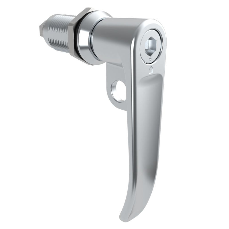 SOUTHCO Quarter-Turn Cam Latch, 8 mm Hex Tool Access, L-Handle, Pad Locking, Sealed, Zinc Alloy, Chrome Plated, Bright [E5-7A-1012-UU1]
