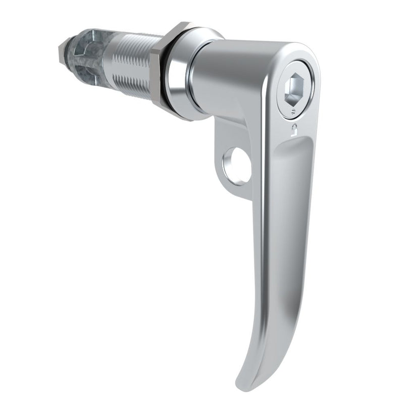 SOUTHCO Quarter-Turn Cam Latch, 8 mm Hex Tool Access, L-Handle, Pad Locking, Sealed, Zinc Alloy, Chrome Plated, Bright [E5-7A-1012-UU2]