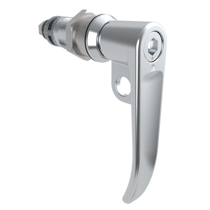 SOUTHCO Quarter-Turn Cam Latch, 8 mm Hex Tool Access, L-Handle, Pad Locking, Sealed, Zinc Alloy, Chrome Plated, Bright [E5-7A-1012-UU3]
