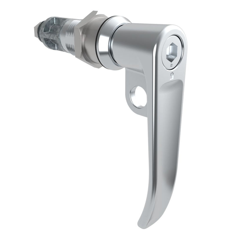 SOUTHCO Quarter-Turn Cam Latch, 8 mm Hex Tool Access, L-Handle, Pad Locking, Sealed, Zinc Alloy, Chrome Plated, Bright [E5-7A-1012-UU4]