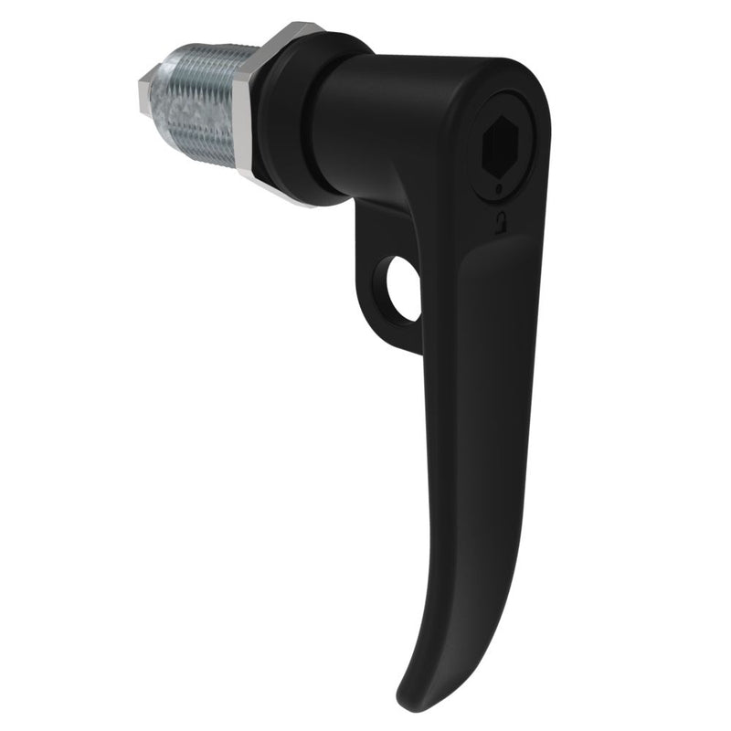 SOUTHCO Quarter-Turn Cam Latch, 8 mm Hex Tool Access, L-Handle, Pad Locking, Sealed, Zinc Alloy, Powder Coat, Black [E5-7A-1015-UU1]