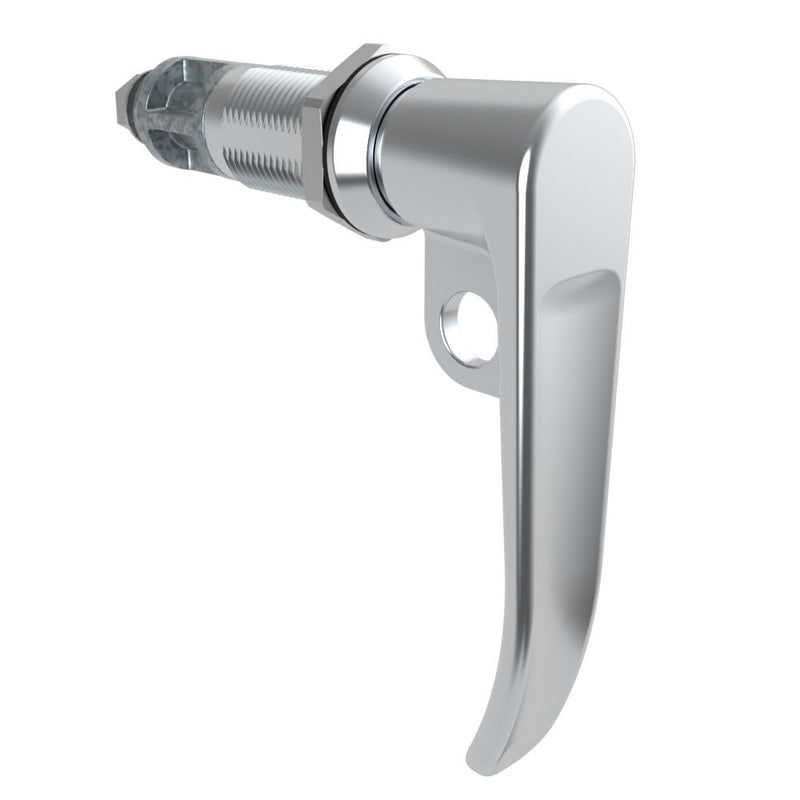 SOUTHCO Quarter-Turn Cam Latch, L-Handle, Pad Locking, Sealed, Zinc Alloy, Chrome Plated, Bright [E5-7A-702-UU2]